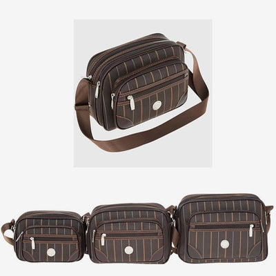 Triple Compartment Crossbody Bag Women Men Stripe Oxford Shoulder Bag