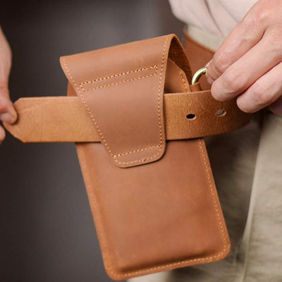 Genuine Leather Holster for Belt Universal Cell Phone Case on Belt