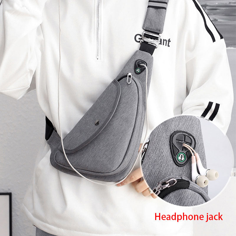 Waterproof Lightweight Multifunctional Anti-theft Casual Sling Bag With Headphone Jack