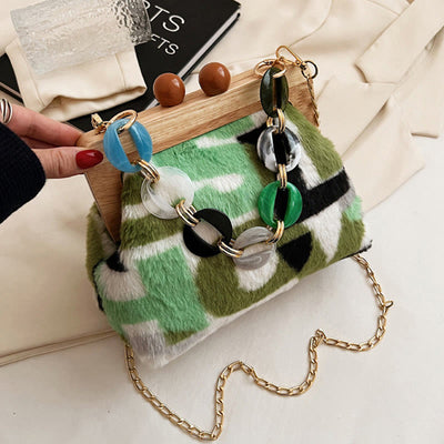 Soft Plush Bag For Women Detachable Chain Crossbody Fur Bag