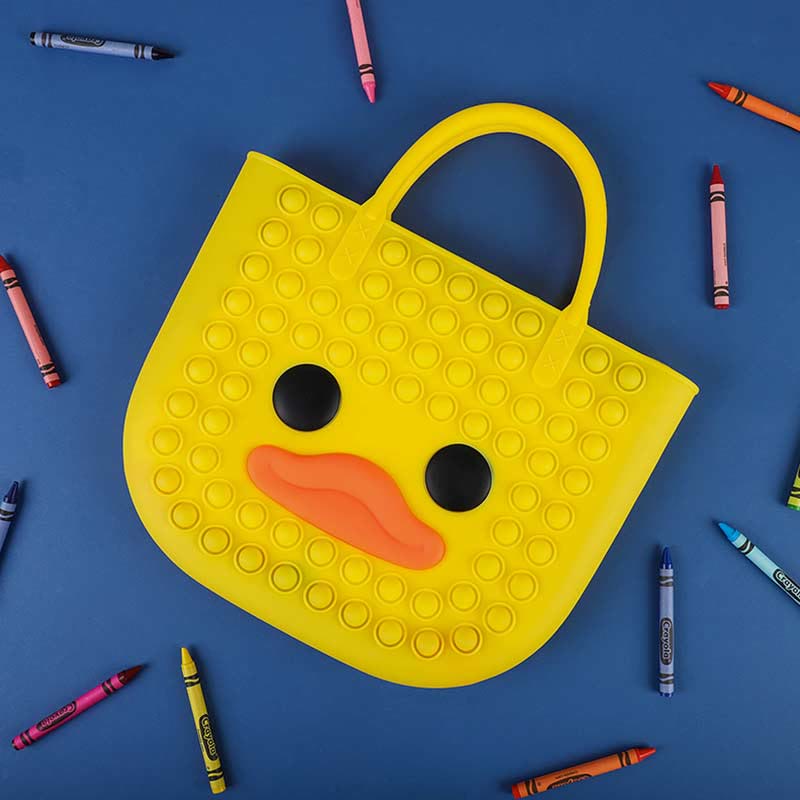 Handbag for Child Cute Duck Colorful Decompress Silicone Beach Bag