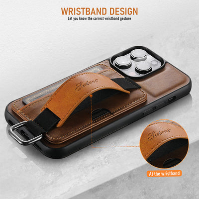 Phone Case With Wrist Strap Protective Pu Leather Case