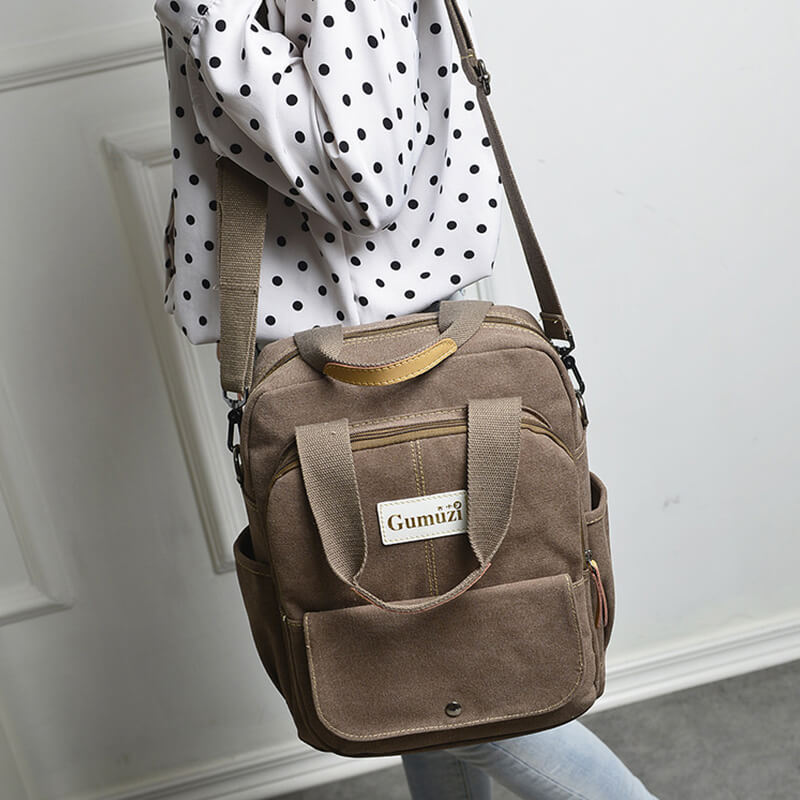 3-Way Use Multi-Pocket Canvas Backpack