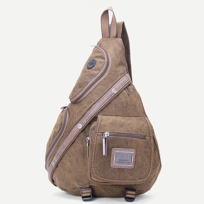 Sling Bag For Men Multi Functional Outdoor Leisure Riding Canvas Chest Bag