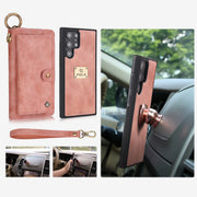 Leather Phone Case For Samsung S22 Multifunctional 2 In1 Zipper Wallet