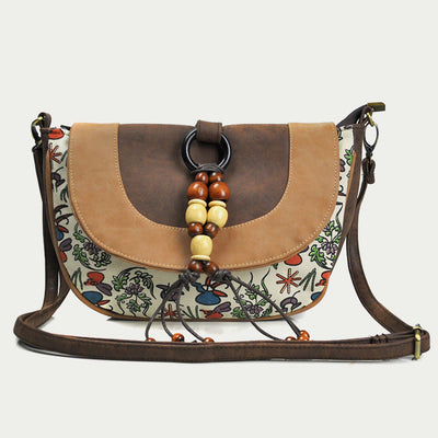 Crossbody Bag For Women Ethnic Style Printing PU Leather Bag