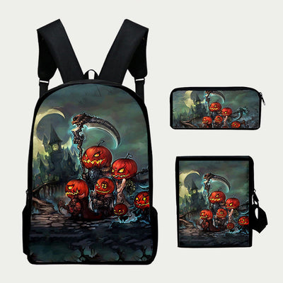 Halloween Backpack For Kids Outdoor Sports Travel Oxford Bag Set