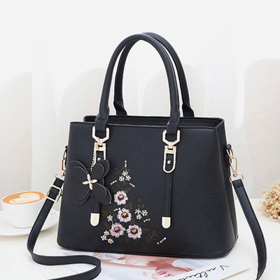 Floral Vegan Leather Purse For Outing Elegant Women Crossbody Handbag