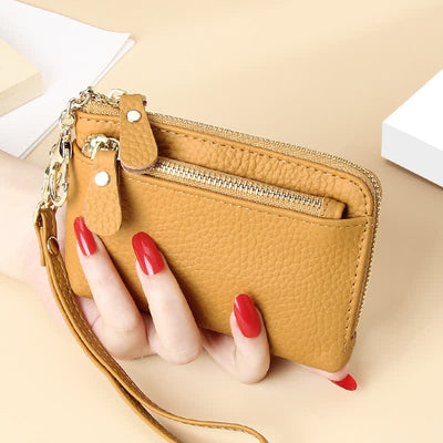 Women's Small Genuine Leather Wristlet Clutch Wallet Purse Card Holder