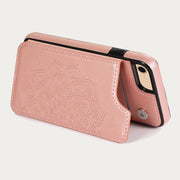 Phone Case For Daily Flower Pattern Magnetic Button Leather Case