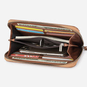 Leather Woven Wallet For Women Men Long Multifunction Clutch Bag