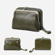 Genuine Leather Coin Purse Pouch Wallet Change Purse with Detachable Pocket