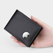 Anti-theft RFID Blocking Leather Front Pocket Wallet with Airtag Holder