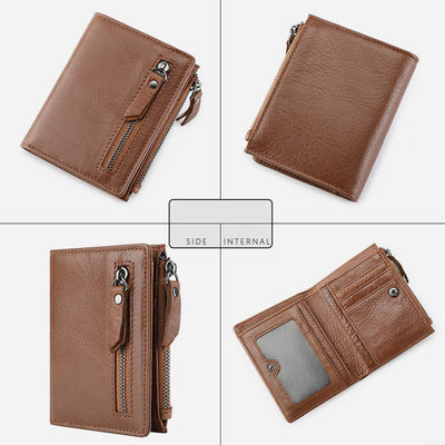 Genuine Leather RFID Wallet For Men Minimalist Large Retro Purse