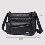 Solid Vegan Leather Purse Multi-Pocket Roomy Crossbody Bag For Travel