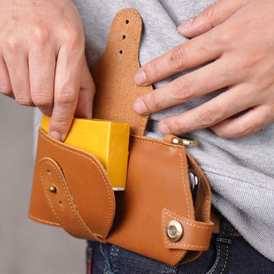 Genuine Leather Men Cell Phone Holster Pouch Phone Bag Belt Holder