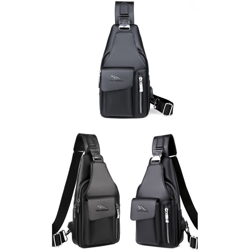 Multi-Compartment Wearing-Resisting Sling Bag with USB Charging Port