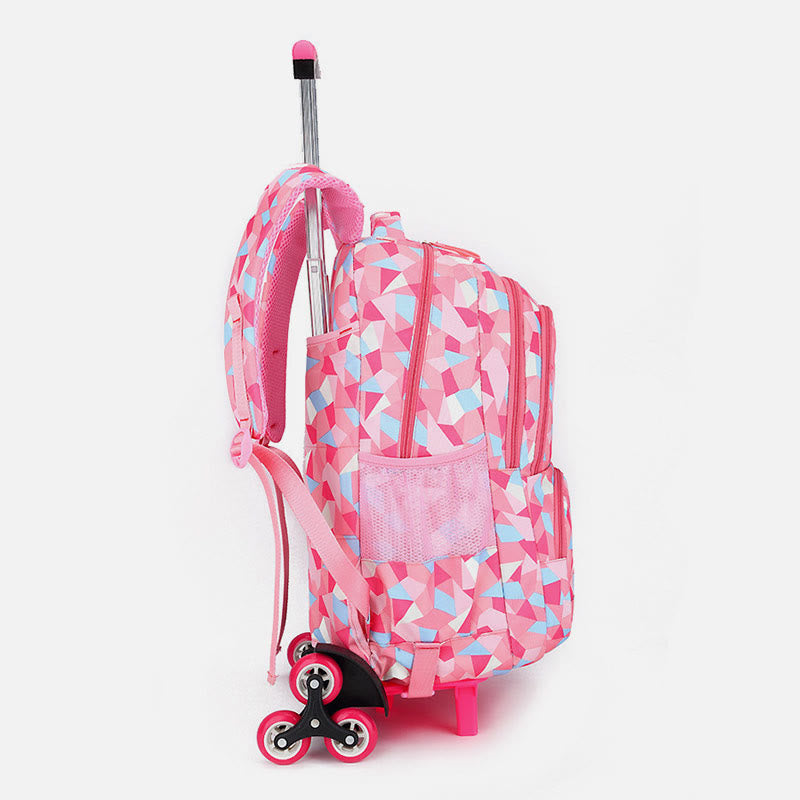 Rolling Wheels School Bag For Boys Girls Colorful Printing Backpack