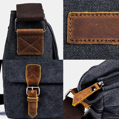 Men's Canvas Messenger Bag Retro Shoulder Crossbody Backpack Bags Purse