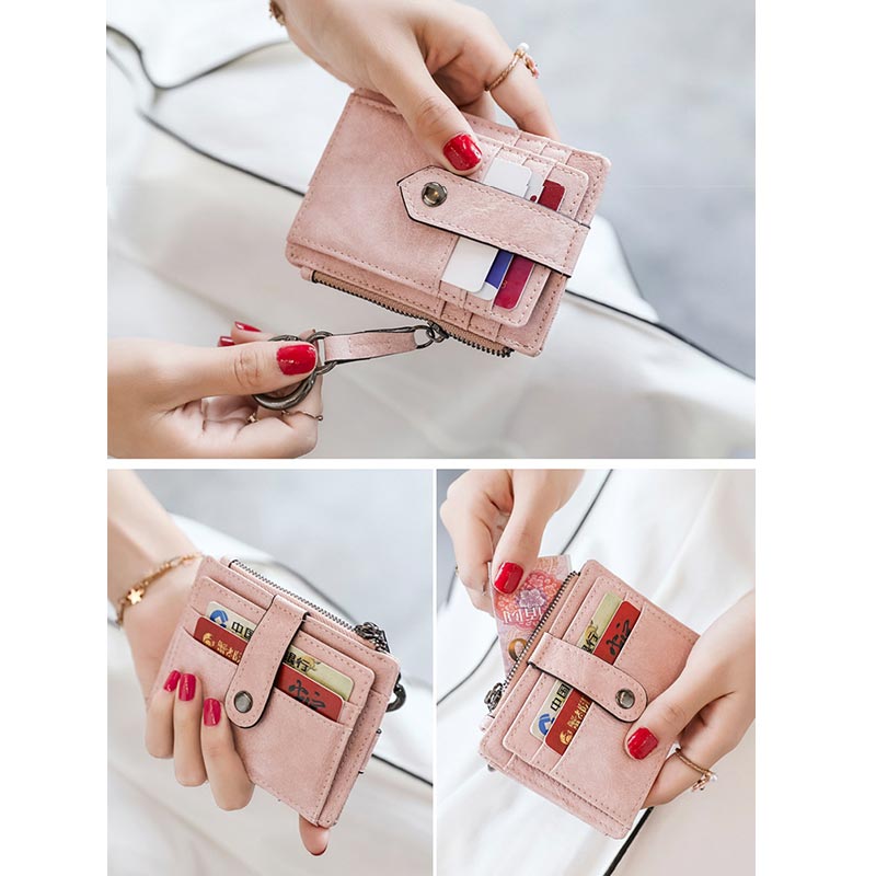 Slim Card Case Front Pocket Wallet Women Credit Card Holder with Keychain