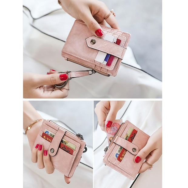 Slim Card Case Front Pocket Wallet Women Credit Card Holder with Keychain