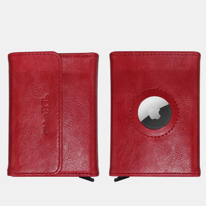 Minimalist Pop Up Cards Leather Wallet RFID Blocking Airtag Card Case