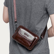 Leather Waist Bag For Men Retro Multifunctional Crossbody Phone Bag
