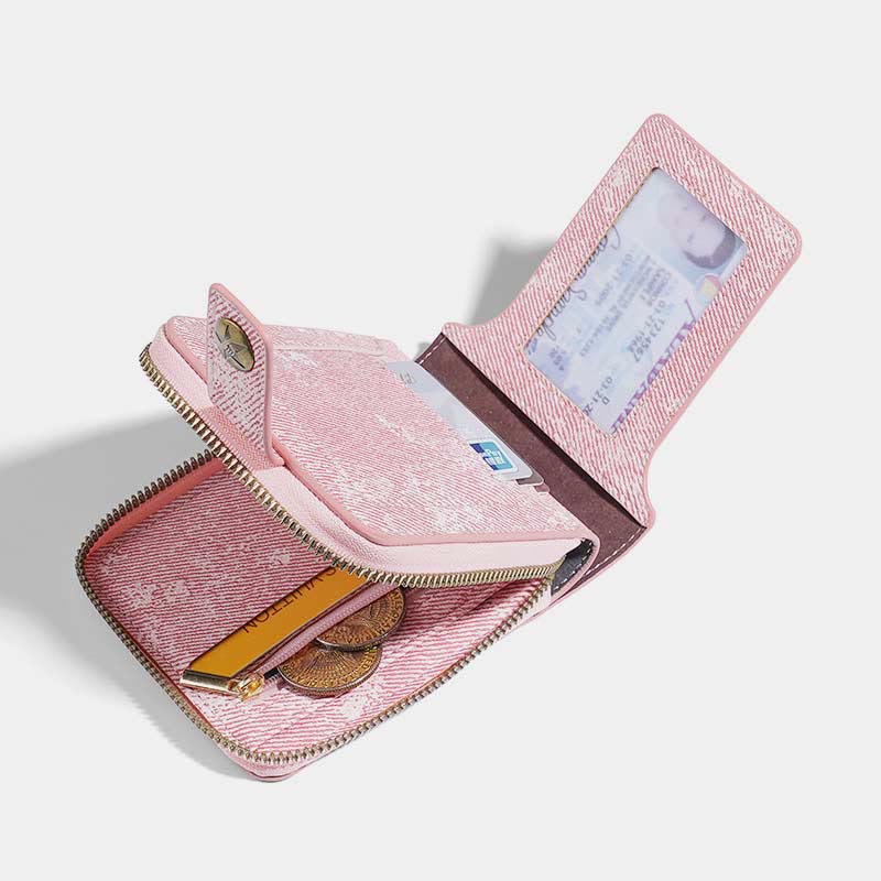 Wallet for Women Light Pink Triplefold Short Shopping Card Purse