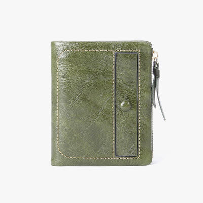 Multi-Slot Embroidery Vintage Genuine Leather Short Wallet