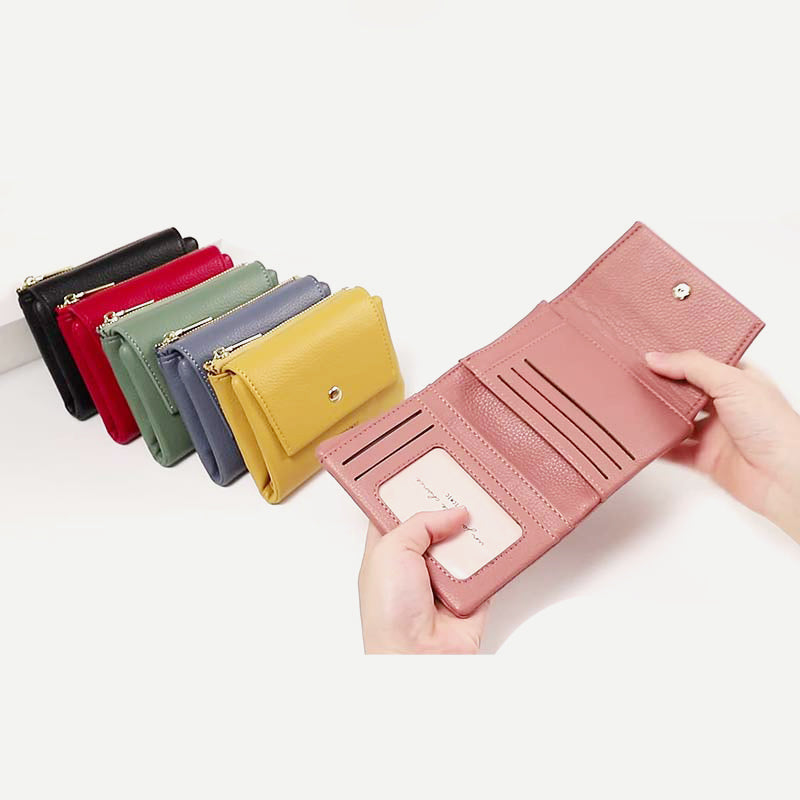 Mini Women Purse PU Bifold Short Wallet with MultIple Card Slots