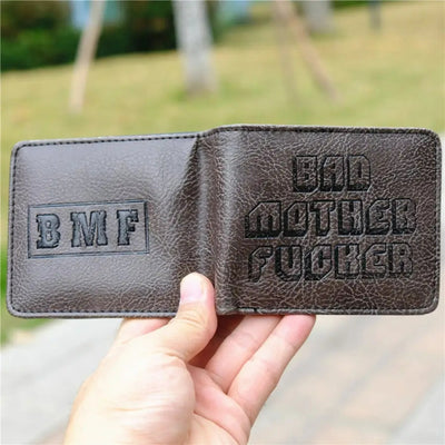 Bad Mother F**ker Print Wallet For Men Vegan Leather Purse