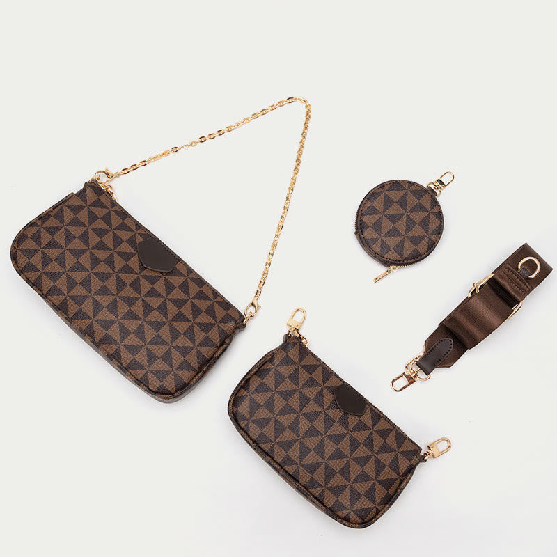 3Pcs Women Purses Checkered Crossbody Bag Shoulder Handbag with Coin Purse