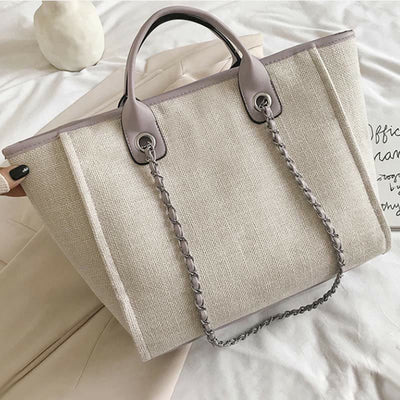 Crossbody Canvas Tote For Women Chain Strap Bucket Bag