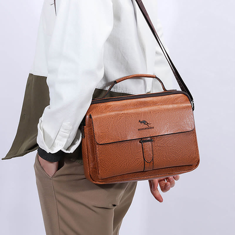 Horizontal Messenger Bag For Men Business Leather Crossbody Bag Handbag