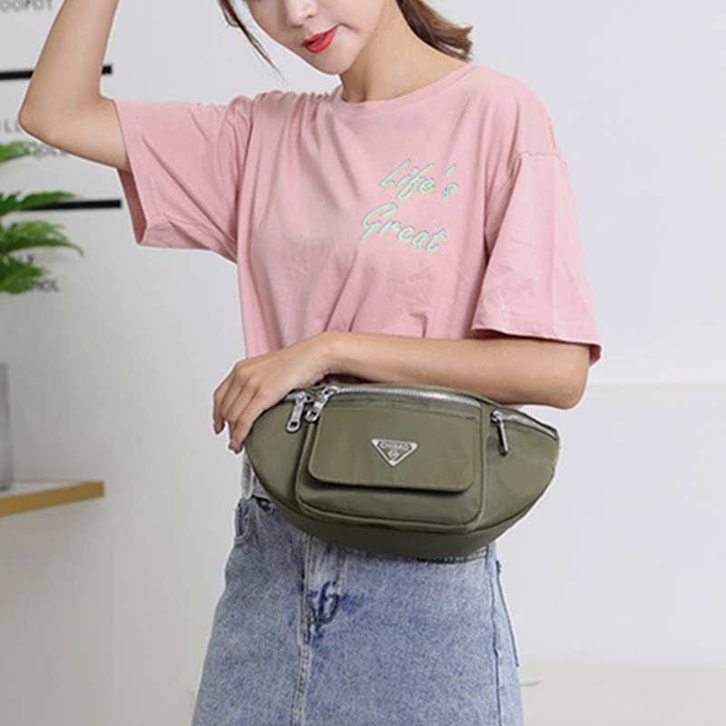 Multi-Pocket Nylon Waist Bag Lightweight Multi-Carry Chest Bag Waist Pack