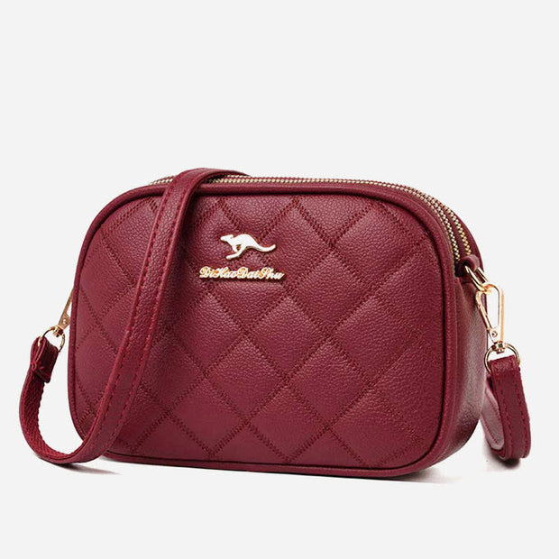 3 Zip Crossbody Bag for Women Faux Leather Quilted Small Shoulder Purse