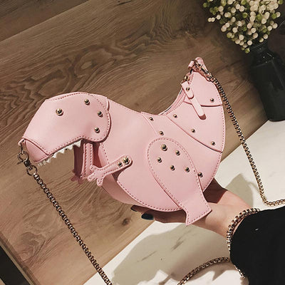 Women Mini Crossbody Bag Cute Dinosaur Shape Chain Strap Crossbody Shoulder Bag