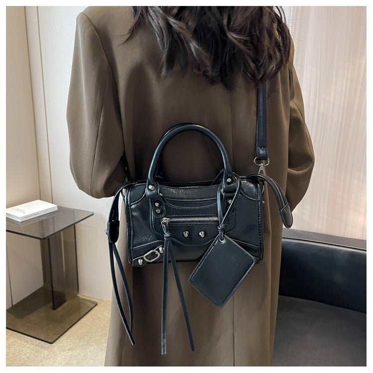 Rivet Tassel Handbag For Women With Card Holder Crossbody Bag