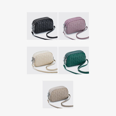 Triple Compartment Lady Bag Diamond Check Embroidered Elegant Crossbody Bag