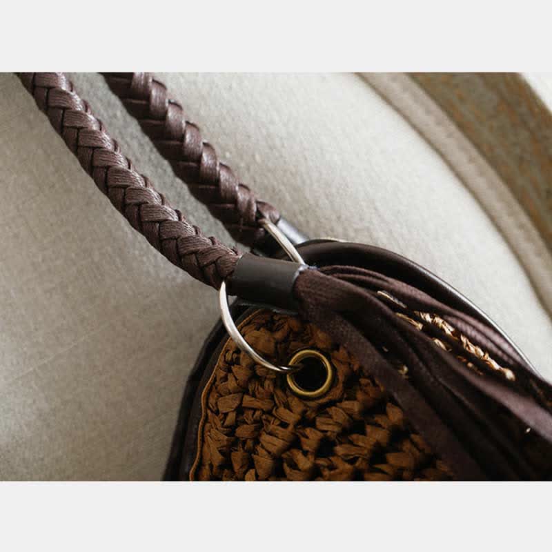 Large Soft Hand-Woven Straw Boho Bag Shoulder Tote Rattan Beach Bag