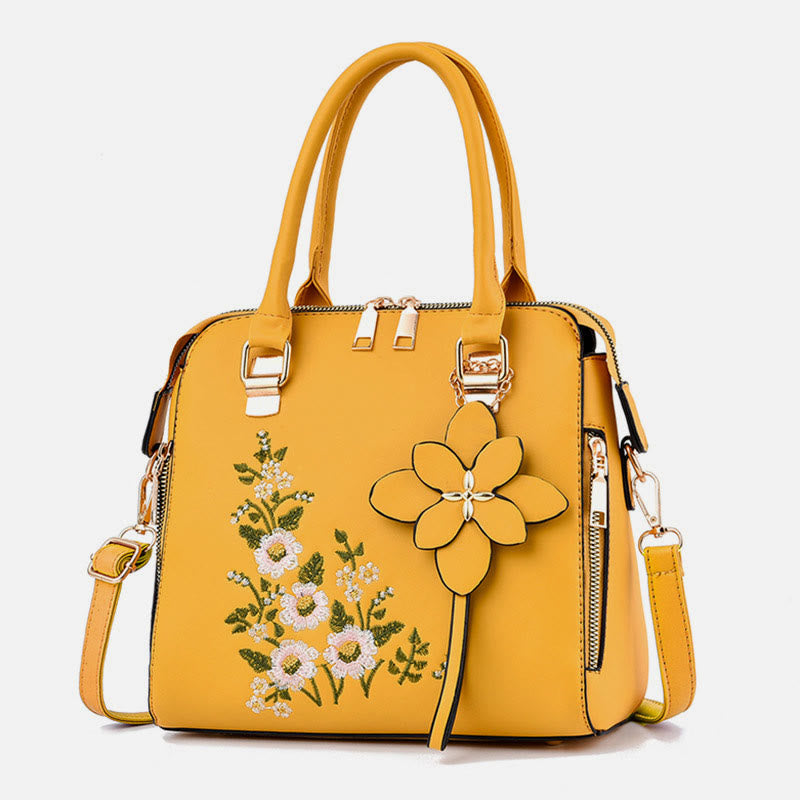 Floral Leather Handbag Women Outing Elegant Crossbody Bag