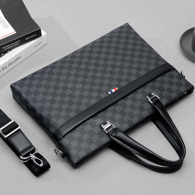 Leather Laptop Shoulder Bag Briefcase Laptop Sleeve Case with Crossbody Strap