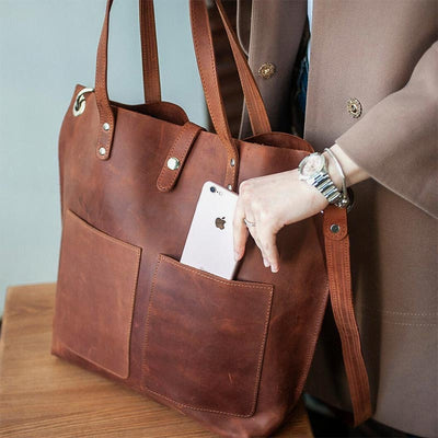 Vintage Oil Wax Leather Crossbody Shoulder Bag Work Totes for Women Purse Handbag