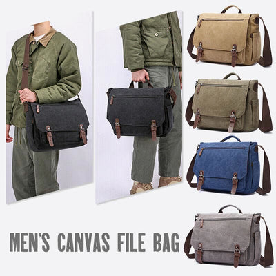 Messenger Bag for Men Portable Large Capacity Canvas Business Briefcase