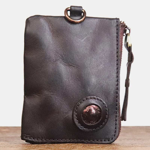 Wallet For Men Multifunctional Soft Leather Vintage Daily Zipper Purse