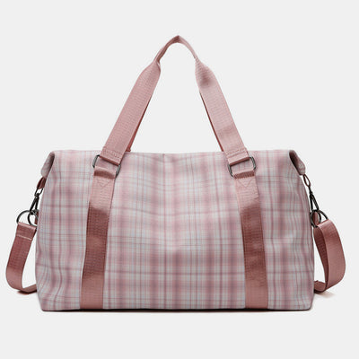 Large Capacity Waterproof Plaid Casual Fitness Travel Handbag