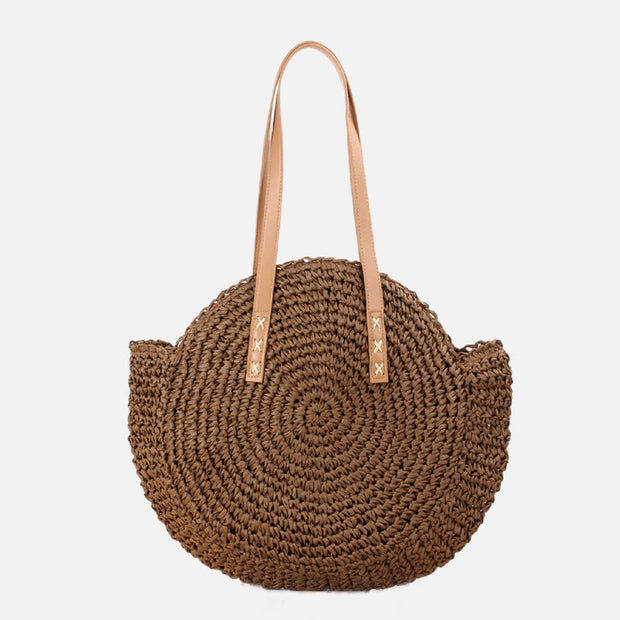 Beach Bag for Women Simple straw Large Capacity round Handbag