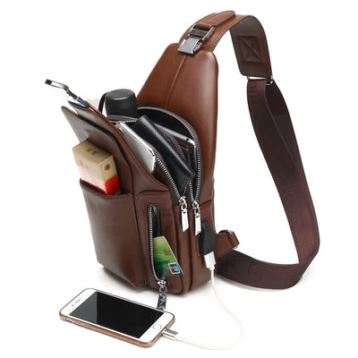 Multi-Compartment Wearing-Resisting Sling Bag with USB Charging Port