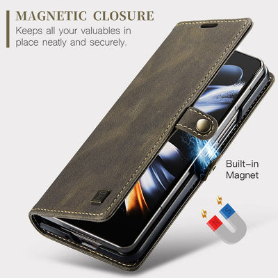 Folding Abrasive Leather Phone Case Magnetic Suction Protective Case