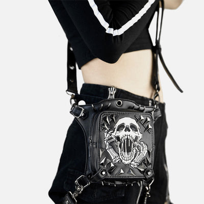 Women Steampunk Outdoor Waist Bag Funny Skull Party Phone Bag